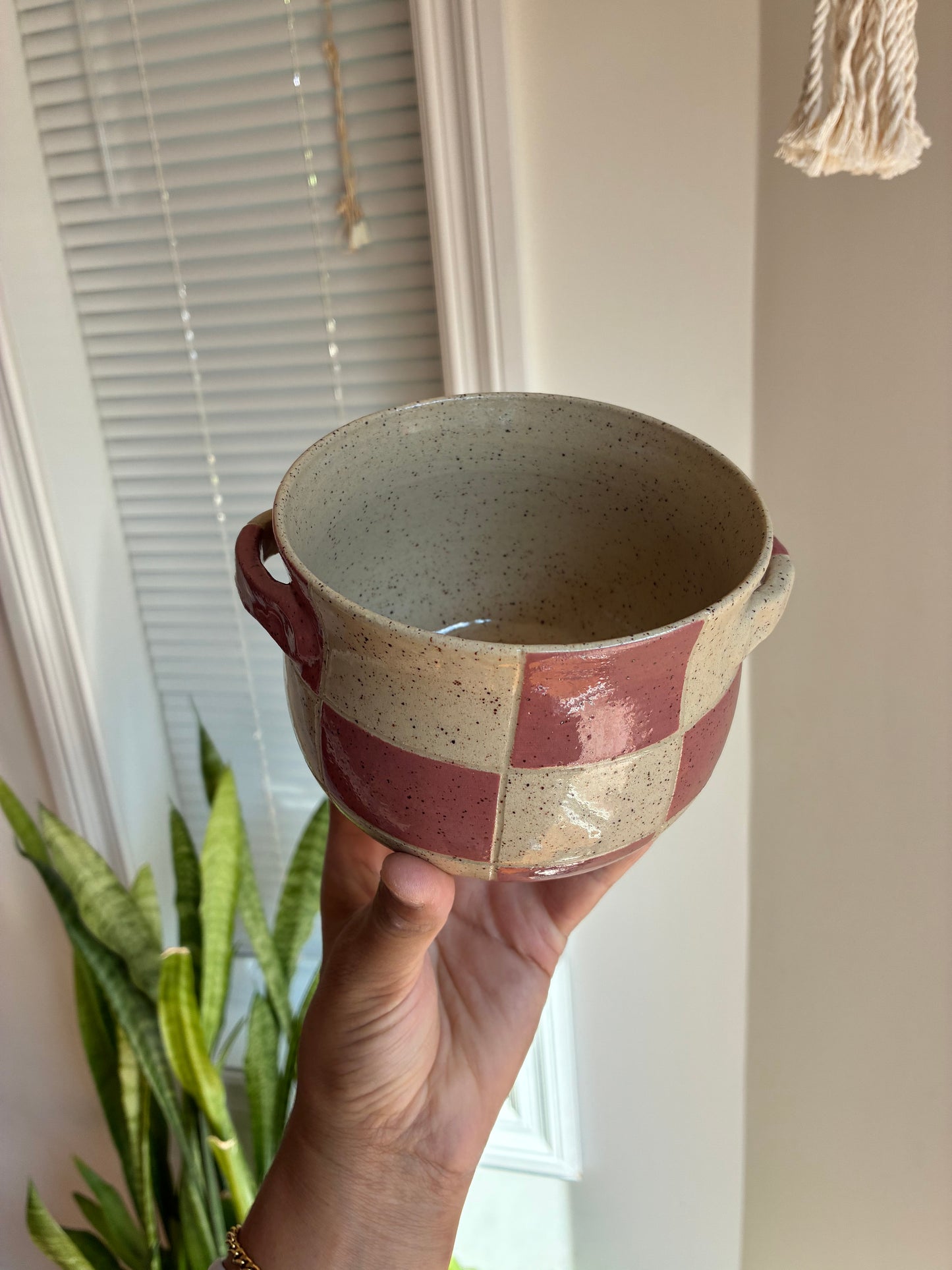 Checker Pottery Bowl