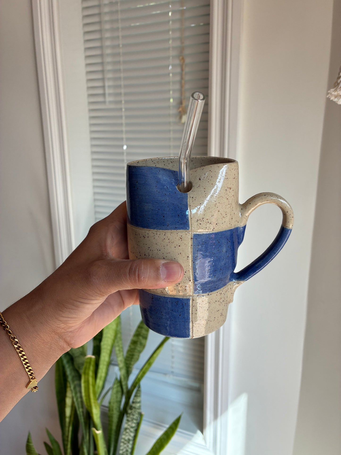Blue Checker Tumbler