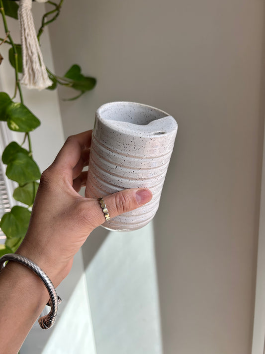 White Ribbed Sip Cup