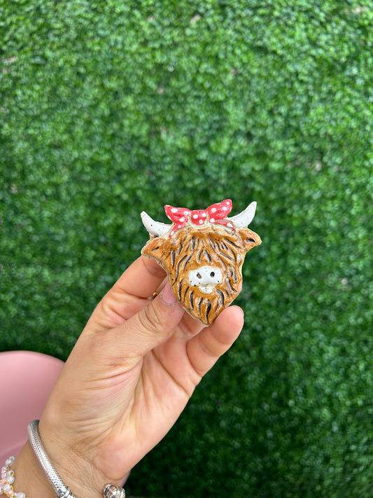 Highland Cow with Bow Magnet