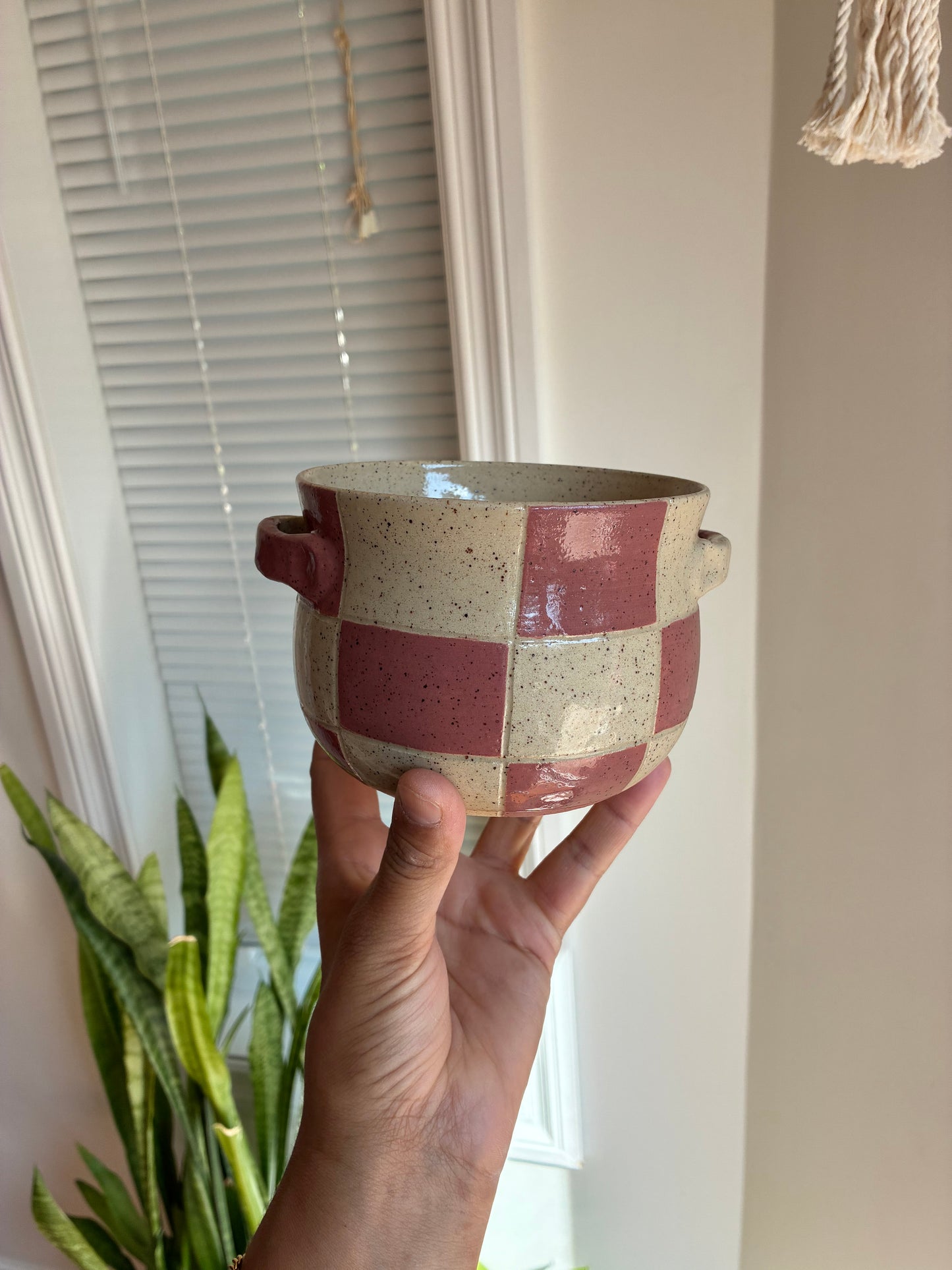 Checker Pottery Bowl