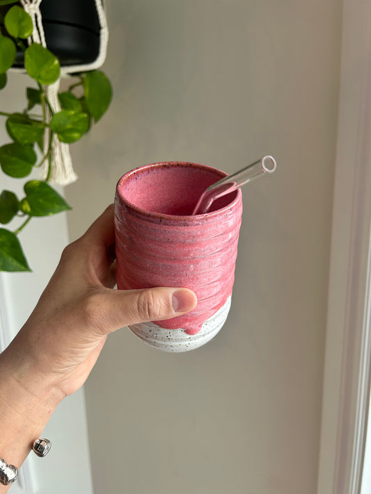Ribbed Pink/White Cup