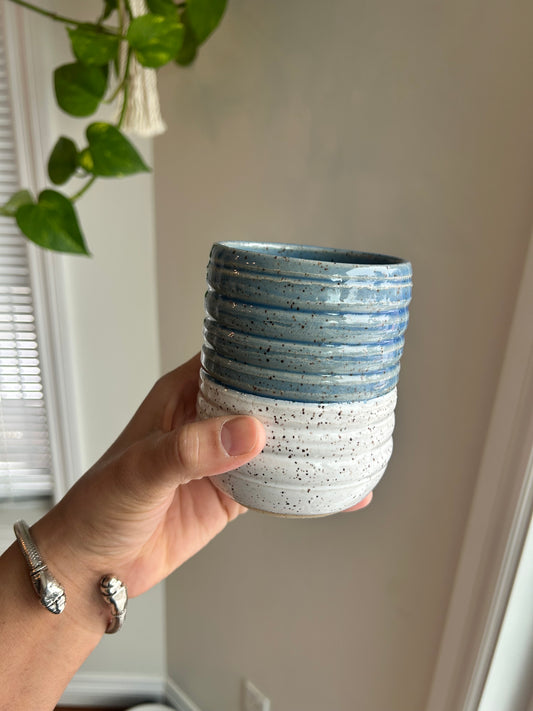 Ribbed Blue Cup