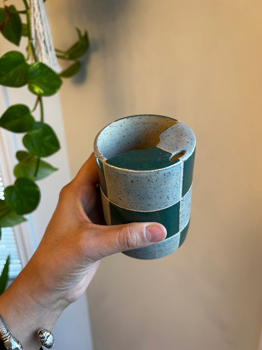 Green Checker Sip Cup